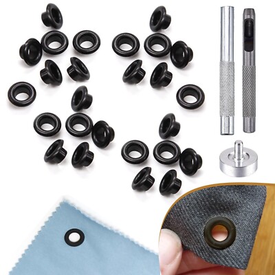 5 mm Öse Stanzwerkzeug Set mit 100 schwarzen Messing doppelseitigen Ösen Tülle