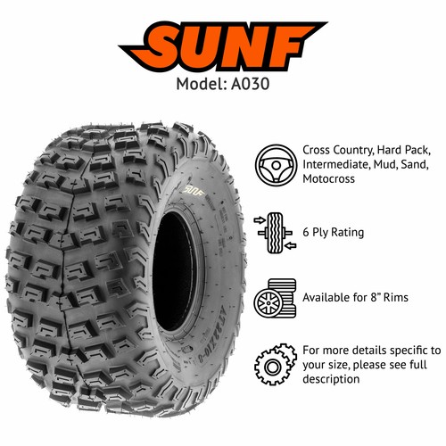 SunF 22x10-8 ATV UTV Tire 22x10x8 Knobby Tubeless 6 PR A030 - Pair of 2 - Picture 2 of 12