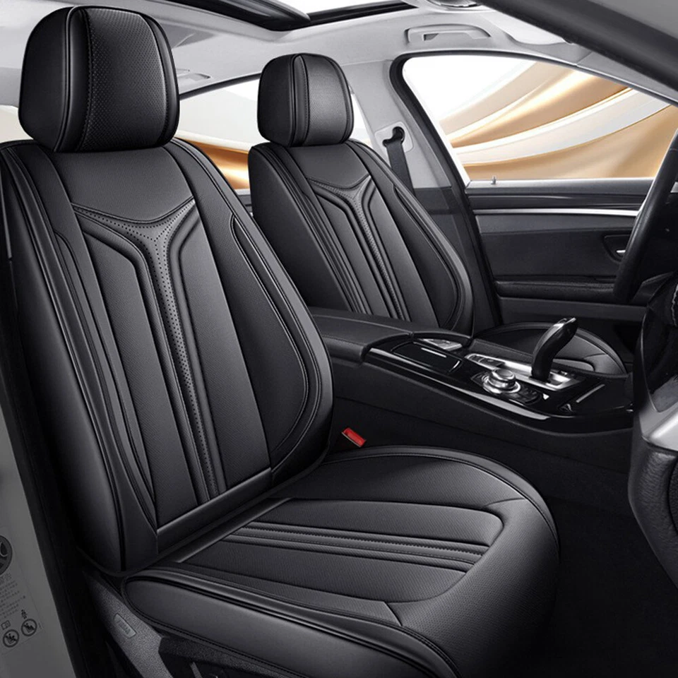 For Nissan Car Seat Cover Full Set 5 Seat Leather Front Rear Protector Cushion Foto 2 de 4