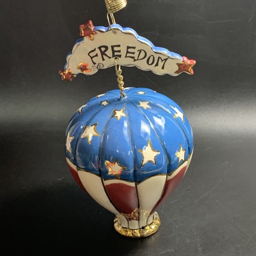 Blue Sky Clayworks Star Stripes Freedom Hot Air Balloon Hanging AS IS Missing