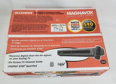 Magnavox SDTV DTV Digital To Analog Converter Box TV Tuner TB100MW9 W/ Remote