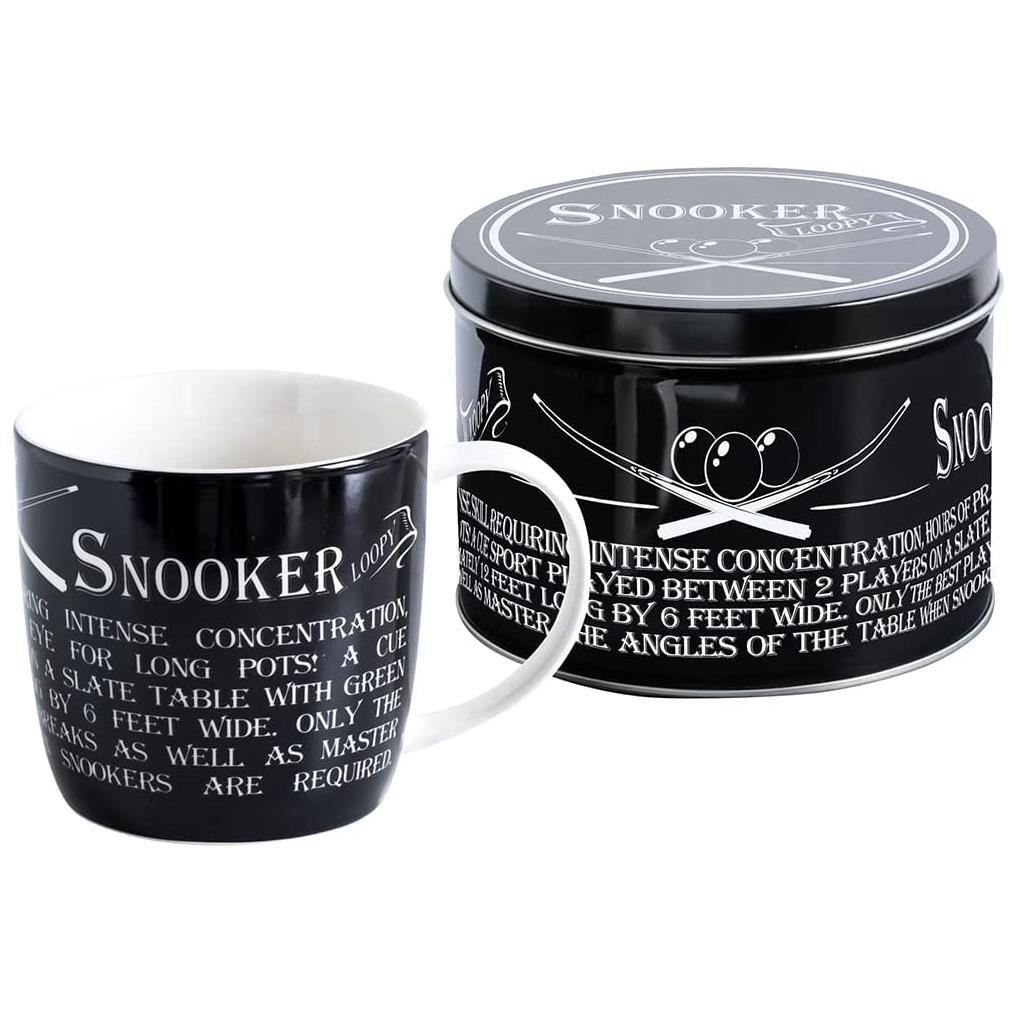Snooker Mug In Tin Black Dad Ceramic Novelty Fathers Day Sports Tea Coffee Cup