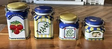 OGGI Vegetable & Herb Ceramic 4 Pc Canister Set