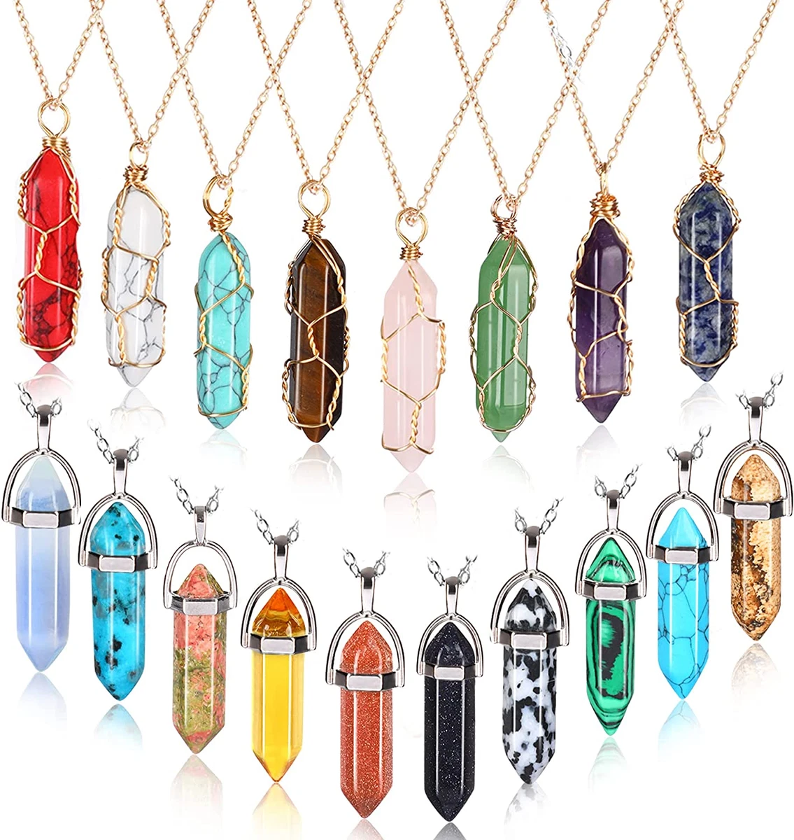 Hexagonal crystal necklace clearance