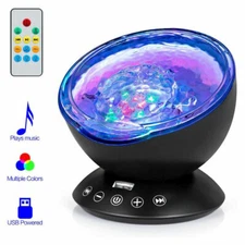 Remote Ocean Wave Projector LED Kids Night Light LED Star Moon Decor Lamp US