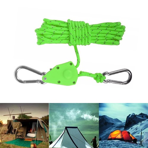 4Metre Camping Ratchet Pulley Tent Guide Rope Adjustable Guy Line Tensioner Tie - Picture 2 of 8