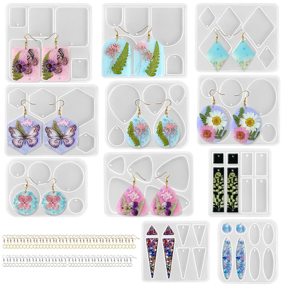 171Pcs Resin Jewelry Molds - Earring Making Kit with Multiple Shapes & Sizes-image