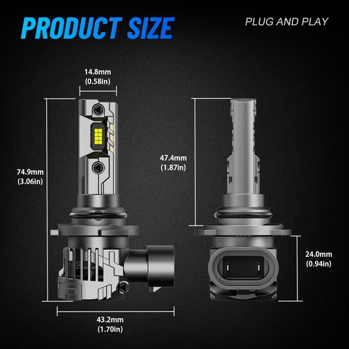 NOVSIGHT LED Headlight Bulbs Kit 6500K 24000LM 100W H4 H7 H11 H13 9005 9006 9007 - Picture 16 of 18