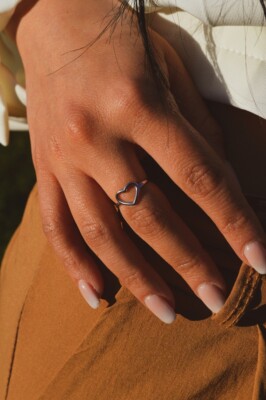 Herz Ring klein fadenförmig 925 Silber verstellbar