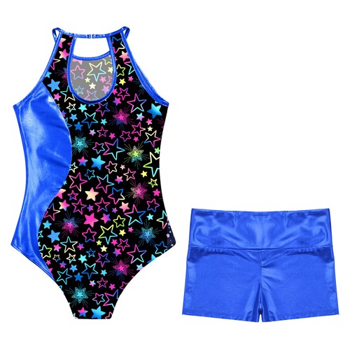 Girls Set Metallic Dancewear Competition Outfit Bodysuit Clothes Kids Leotard - Picture 46 of 57