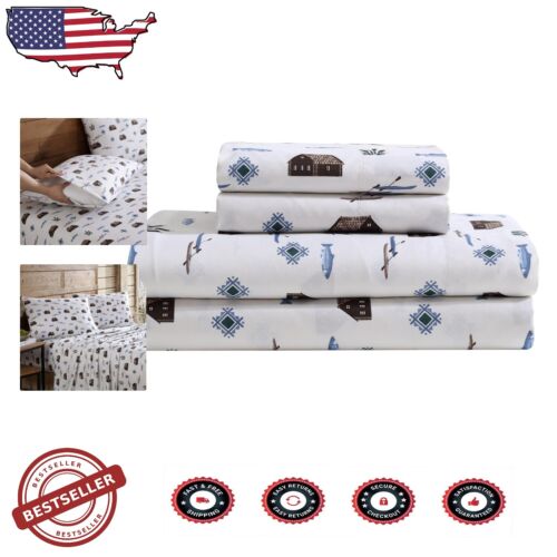 Rustic Plaid King Microfiber Bedding Set - Deep Pocket Sheets for All Seasons