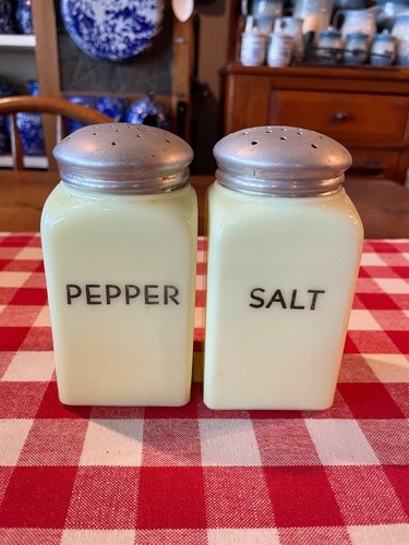 Vintage Milk Glass McKee Salt & Pepper Shaker Set
