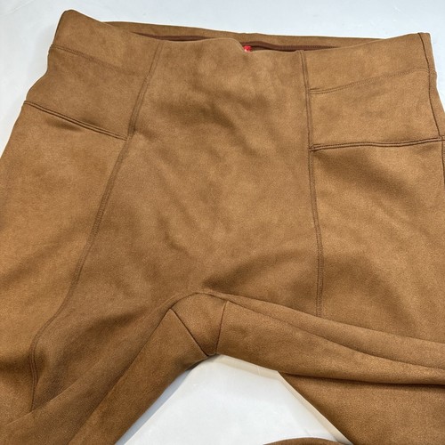 Spanx Leggings Womens 1X Faux Suede Brown Caramel Pull On Pants Slimming EUC - Picture 13 of 15