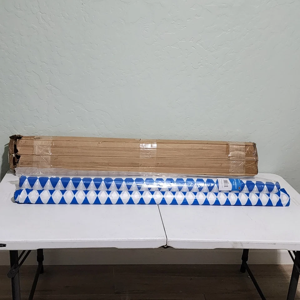 2 rollos de mantel azul bávaro Oktoberfest, plástico 40" x 100' Foto 3 de 3
