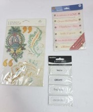 Lot of 3 sticker sets Chipboard, Fabric and Acrylic labels