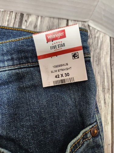 Wrangler Five Star Premium Slim Straight Men’s Jeans W42 L30 NWT - Picture 5 of 9