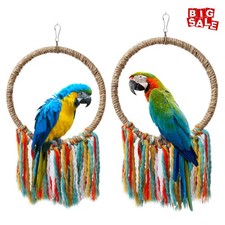 Pet Bird Parrot Toy Cotton Rope Circle Chewing Bite Perch Hanging Cage Swing