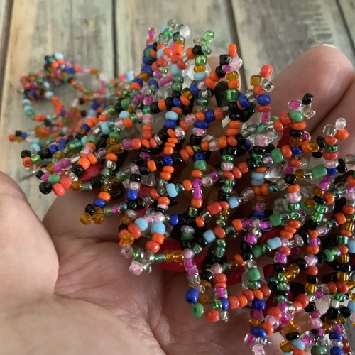 Colorful glass and stone seed bead chip beaded woven bracelet - Picture 2 of 4