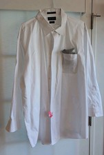 Paul Frederick Classic Fit Dress Shirt 20/35 Non-iron White Mono Pocket Sq Mens