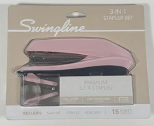 Swingline 3-In-1 Stapler Set Pink Colored with Staples and Remover #54567 - NEW