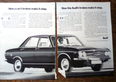 1971 Audi: Brakes Print Ad 2 Page