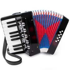 17-Key Piano Accordion for Kids - 8 Bass Beginner Musical Instrument with Straps