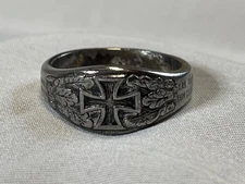Antique PRE WWI 1914 DHG German Iron Cross Ring RARE Steel War gold for iron
