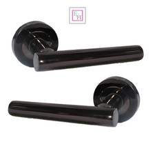 Black Nickel T-Bar Lever on Rose Door Handle | Latch, Bathroom & Lock Sets