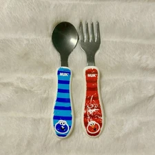 Nuk Sesame Street Elmo & Cookie Monster Fork & Spoon Kids Utensils