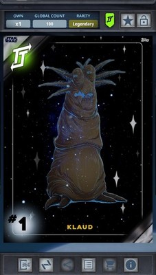 Topps Digital Star Wars Card Trader Tilt Art Klaud 1 Legendary 100cc!!