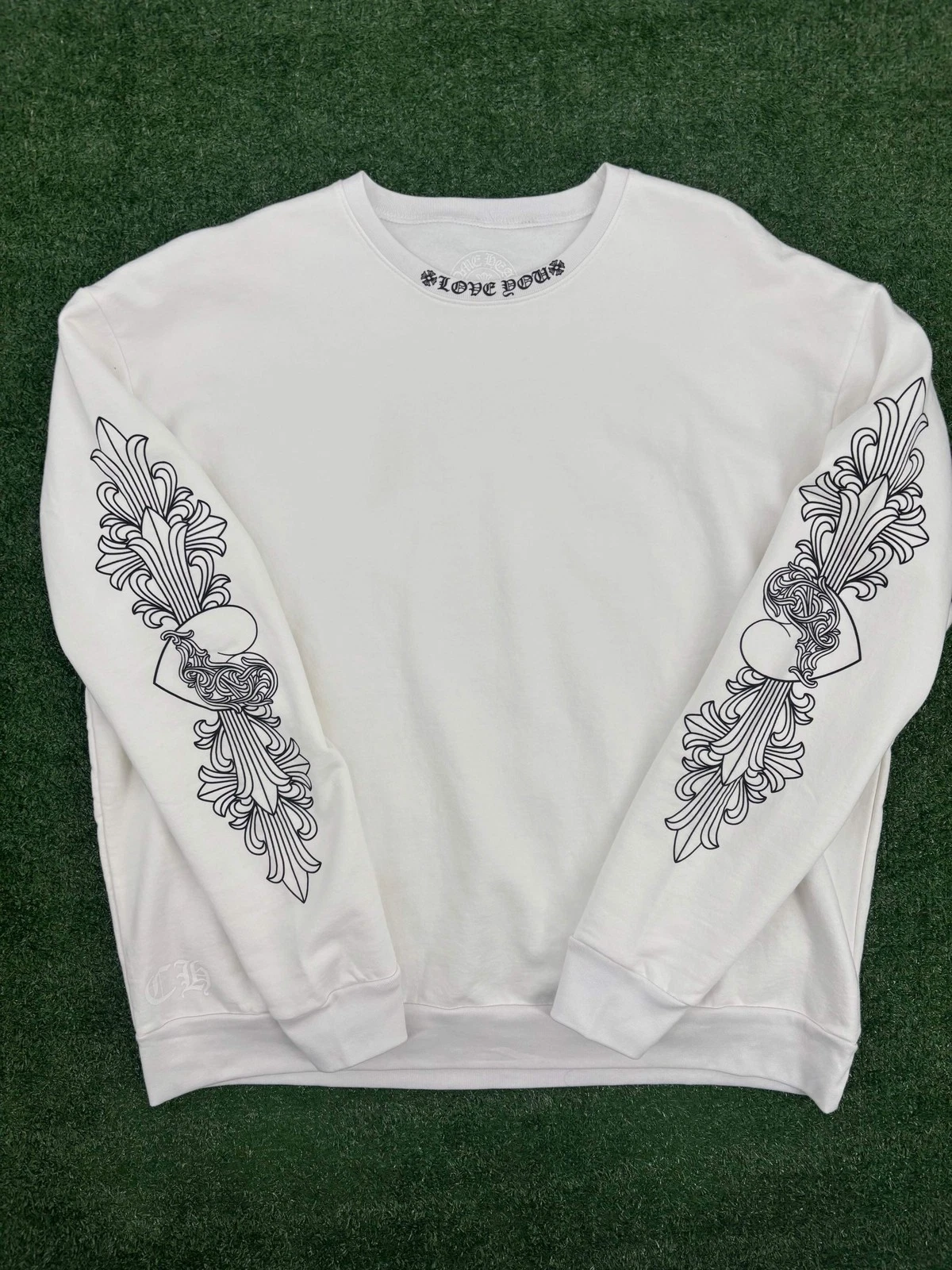 Chrome Hearts "Love You" Letter White Crewneck Sweater Size XL