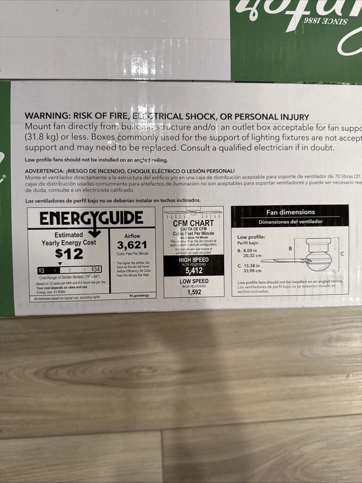 Hunter Germantown SureSpeed 52-in Matte Black Ceiling Fan W/Light 5 -Blade - Image 3 of 3