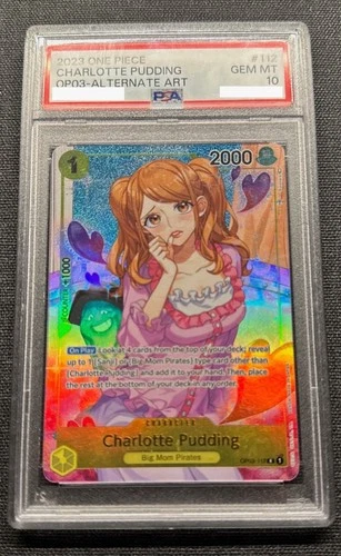 One Piece Charlotte Pudding OP03-112 Pillars of Strength Alternate Art PSA 10