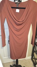 Forever 21 long-sleeve cowl-neck bodycon midi dress RUST (orange-brown) Size S