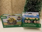 Brio World Light up Gold Wagon and Lumber Loading Wagon,NIB