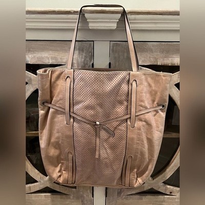 Rare, Unique Soft Sided Abro Leather Tote in Soft Tan/Cream NWOT
