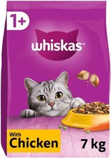 7kg Whiskas 1+ Adult Complete Dry Cat Food Chicken Bulk Pack Cat Biscuits 4.18 per kilo