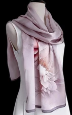 100% Silk mulberry Scarf Women shawl Wrap neckerchief floral brown pink MY225-17
