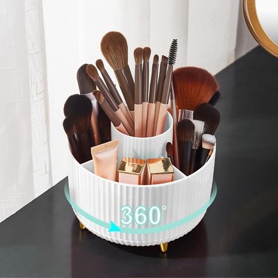Makeup Brush Holder Organizer,360° Rotating Makeup Brush Organizer,5 Slot Make