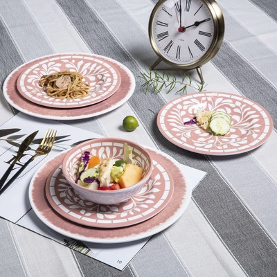 Melamine Dinnerware Sets - 12 Pcs Dinner Dishes Set for Indoor Outdoor use, D...