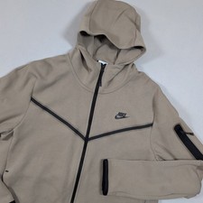 Nike NSW Tech Fleece Full Zip Hoodie Jacket Size L Khaki Beige Black CU4489-247