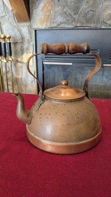 Vintage Tagus R52 Copper Kettle Tea Pot Wooden Handle made In Portugal