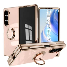 For Samsung Galaxy Z Fold 7/6  Plating Shockproof Ring Stand Case Rugged Cover 