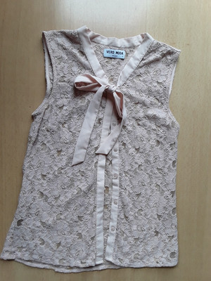 Damen Bluse VERO MODA Größe S rosé Ton ohne Ärmel  Lochmuster durchsichtig