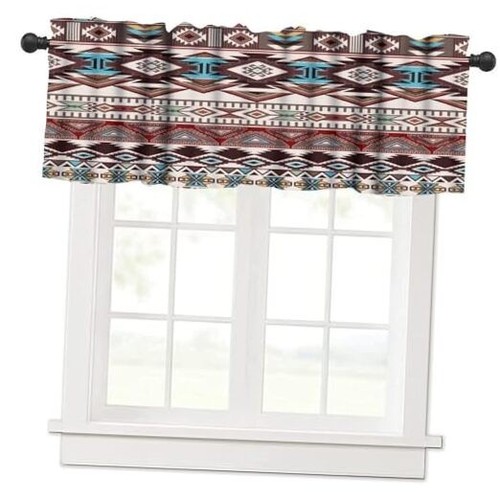 Aztec Valance Curtain for Kitchen, Window Treatment Southwestern Tribal Navajo