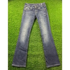 Miss Me Women's Blue Jeans Sz 27 Embellished Rhinestone Pockets Bootcut JPS5152