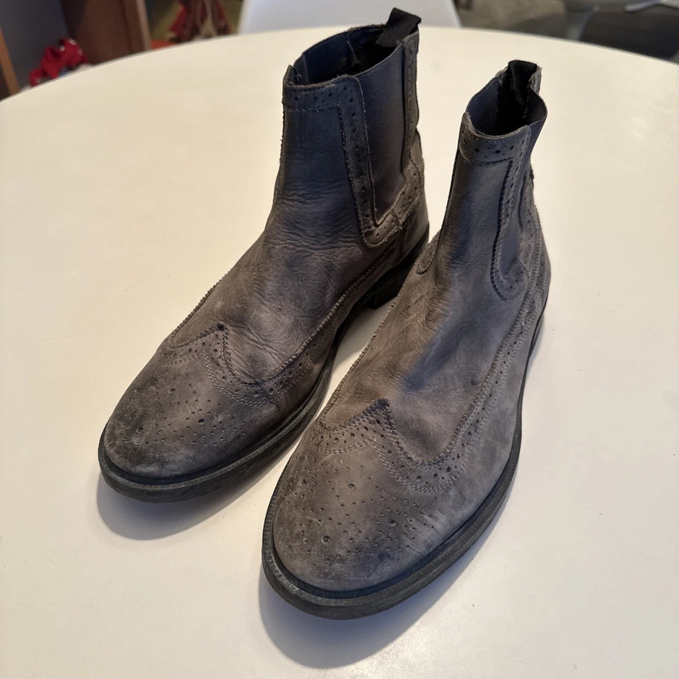 Botas Chelsea ALLSAINTS Distress Look Gris Para Hombre Talla 10.5 Hechas en Portugal Foto 2 de 4