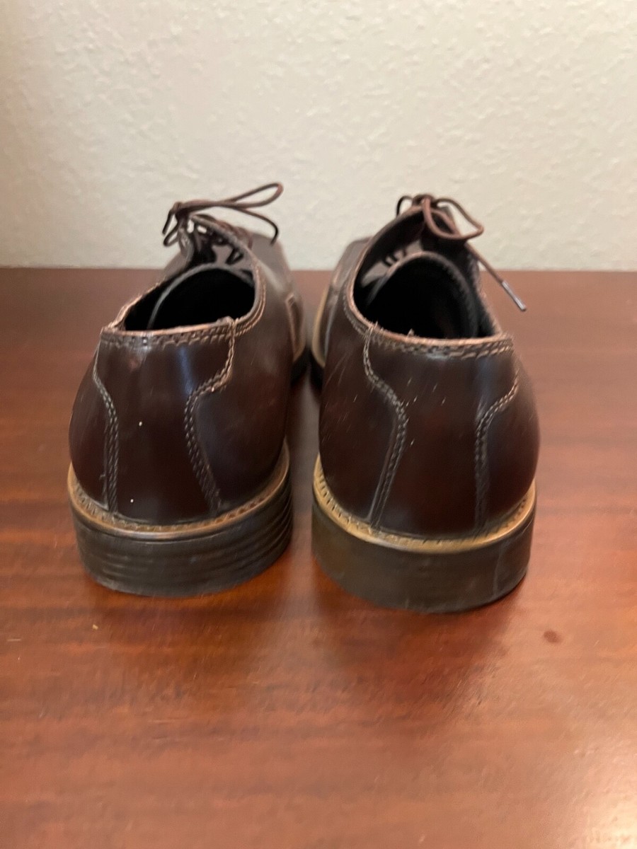 Skechers Mens Brown Leather Bicycle Toe Oxford Lace Up Dress  display picture 1