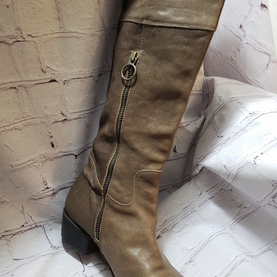 Botas de Montar Fiorentini Baker Hasta la Rodilla Bloques de Color Cuero Marrón Oliva Talla 37 Foto 4 de 4