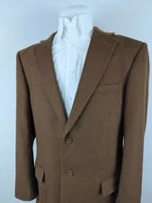 Prontomoda Lana Lux Sport Coat Blazer Men 42R Brown Lambs Wool Cashmere